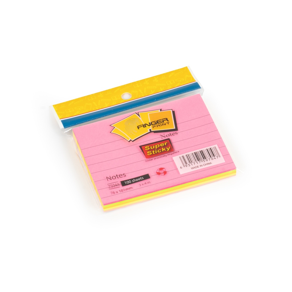 [2194] ورق ملاحظات مسطر طبقات فسفورى 4×3/ZS-409