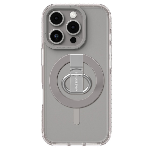 [2305] امازنج حافظة AmazingThing Titan Pro Mag Grip المضادة للصدمات مع مغناطيس MagSafe لهاتف iPhone 16 Pro بحجم 6.3  بوصة - رمادي