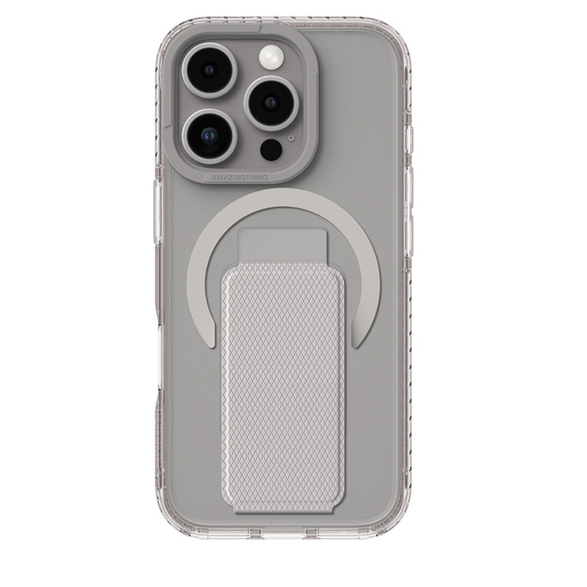 [2309] امازنج - حافظة AmazingThing Titan Pro + حاملة مغناطيس MagSafe المضادة للصدمات لهاتف iPhone 16 Pro بحجم 6.3  بوصة - رمادي