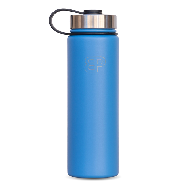750 ml stainless steel bottle, keeps drinks hot and cold, in blue