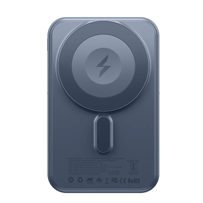 [2316] باور بانك بسعة 10000  مللي أمبير/ساعة مع قاعدة مغناطيسية وشحن سريع بقوة 22.5  واط، أزرق