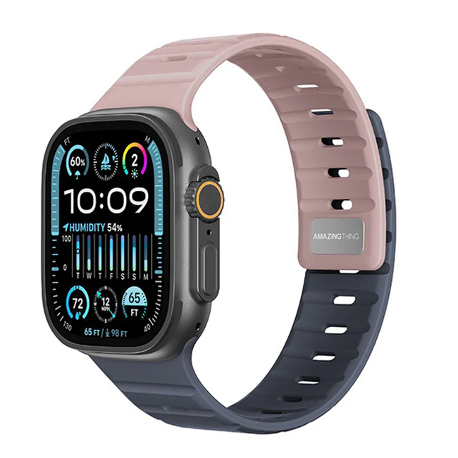 Amazing - AmazingThing Omni SilqLock Band for Apple Watch size 49/46/45/44/40 mm - Pink and Gray