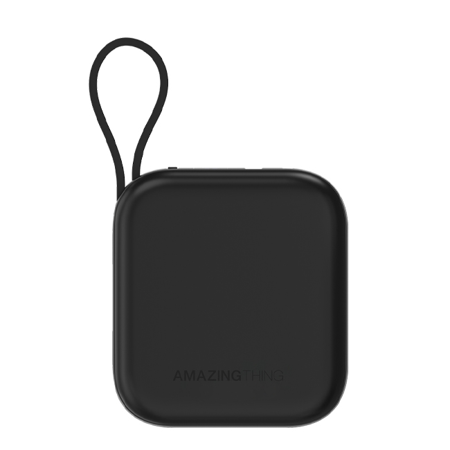 [2322] أميزيج - باور بانك  ثنيجس سعة 10000mAh مع كيبل تايب سي مدمجة - أسود