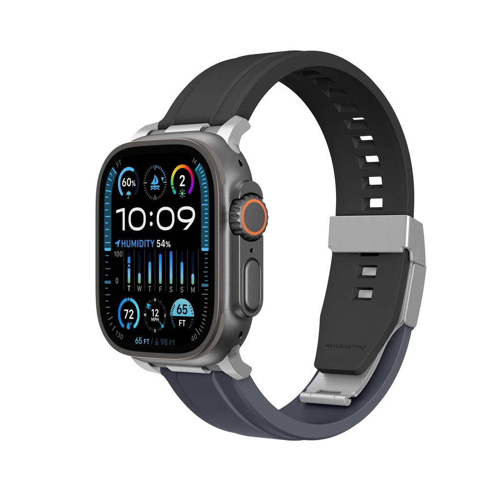 [2332] اميزنج - سوار AmazingThing Titan Chrono لساعة Apple Watch بحجم 49/46/45/44/42  مم (اللون: رمادي أسود)