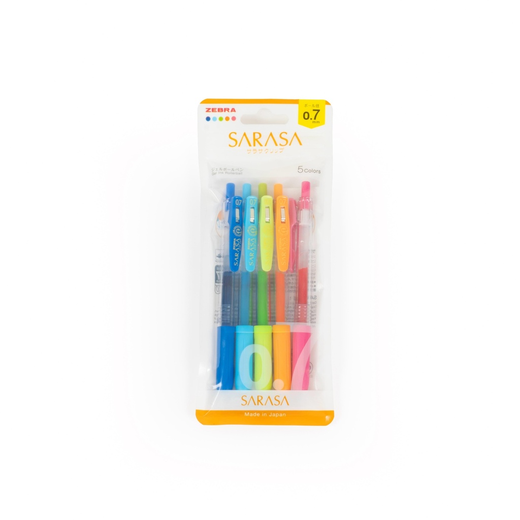 اقلام ساراسا كليب من زيبرا 0.7 كرت 5 لون