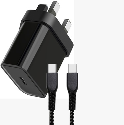 [3444] أولز - شاحن حائط تايب سي 35  واط مع كابل تايب سي الي تايب سي اسود