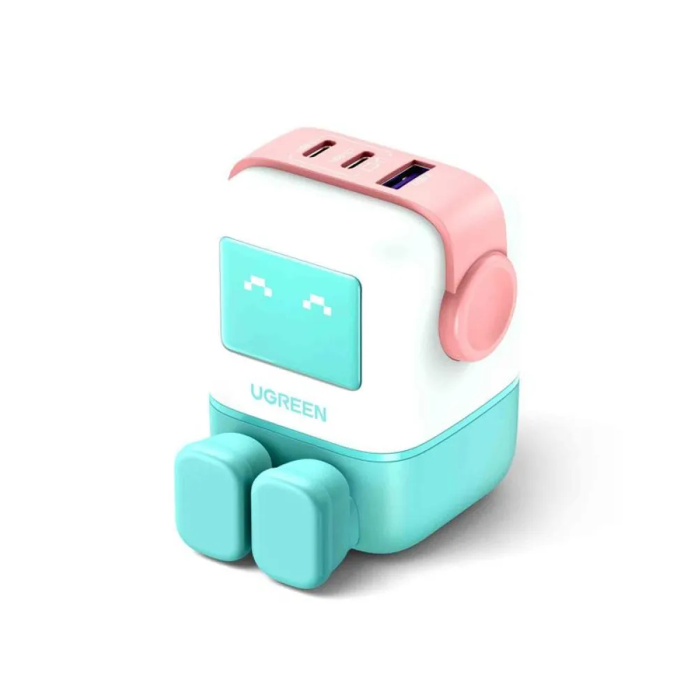 [3540] يوجرين شاحن حائط سريع 65  واط 3  منافذ ملون وردي