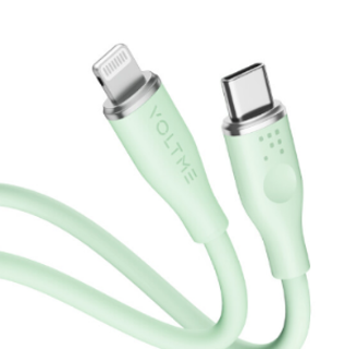 [3562] فولتمي - كابل باور لينك السيليكون تايب سي إلى لايتينيغ 3A / 1.2M موصل من سبائك الزنك / أخضر