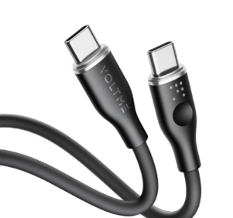 فولتمي - كابل باور لينك السيليكون تايب سي إلى تايب سي  3A / 1M (60W) أسود