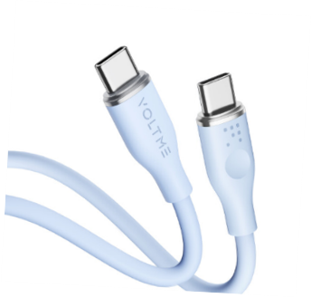 فولتمي - كابل  باور لينك السيليكون تايب سي إلى تايب سي  3A / 1M (60W) أزرق