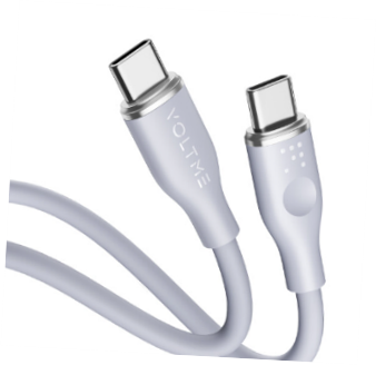 فولتمي -كابل باور لينك السيليكون تايب سي إلى تايب سي  3A / 1M (60W) جراي