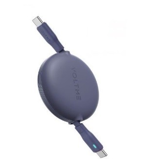 فولتمي - كابل يويو باور لينك 3 أمبير بطول 1.0 متر قابل للسحب (كابل قابل للسحب في اتجاهين) من النوع C إلى النوع C باللون الأزرق