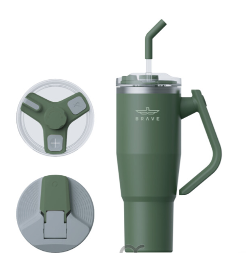 بريف كوب حراري معزول بالفراغ – تصميم بمقبض دوار 180°، يحفظ الحرارة 12 ساعة والبرودة 24 ساعة، 1200 مل – أخضر