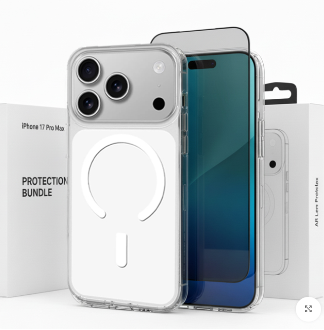 [3742] اميزنج - باقة ( كفر + حمايه شاشه + حماية عدسات ) ايفون 17  برو ماكس -  iPhone 17 Pro Max Protection Bundle Pack