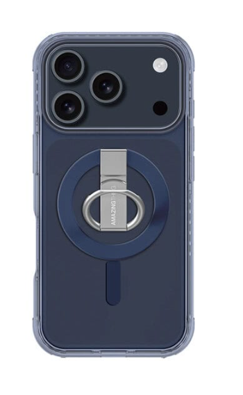 [3759] اميزنج -  ايفون 17  برو -  Titan Pro مع مجموعة حلقة Grip + مسكة  – أزرق