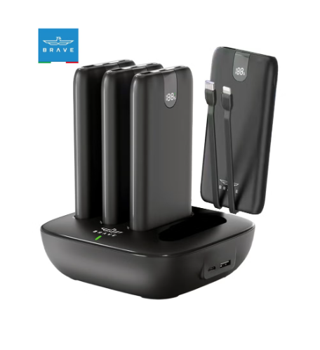 بريف - باور بانك بريف ستيشن برو 4 في 1 مع شاشة إل إي دي - ( سعة 10 الاف مللي امبير / ساعه  مع قاعدة شحن BP-27