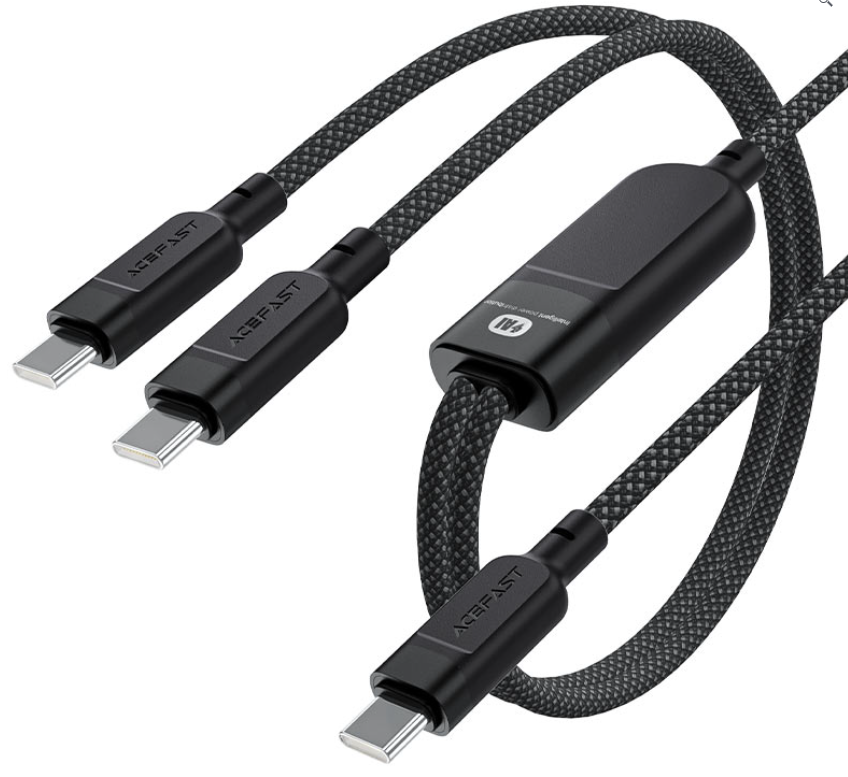 [3819] ايس فاست - كابل شحن ونقل بيانات ACEFAST C5-11 USB-C إلى 2x   6974316280149USB-C - 1.2  متر / 100  واط / أسود