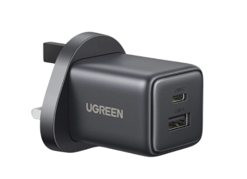 [3926] يوجرين - شاحن سريع 30  واط بمنفذين USB-A+USB-C GaN / رمادي