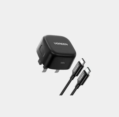 [3928] يوجرين - شاحن  USB-C بقدرة 25  واط مع كابل C-C بطول 2  متر (أسود)