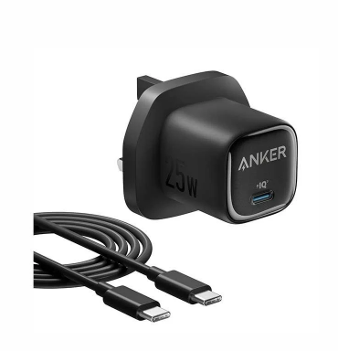 انكر - شاحن جداري بقوه 25 واط مع سلك تايب سي - اسود