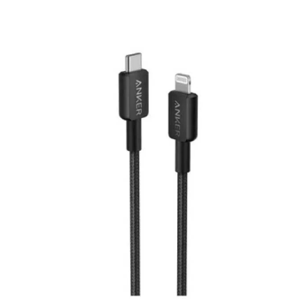 [3966] انكر - واير قماشي تايب سي الى لايتنينق 1.8  متر - اسود