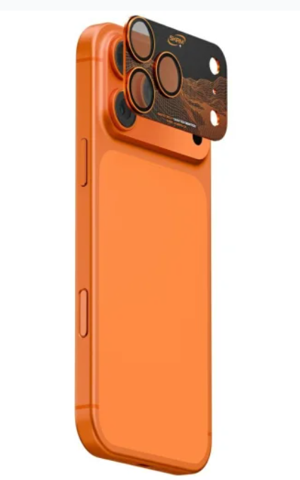 [3980] سكينارما - عدسة كاميرا iPhone 17 Pro Max زجاج  كامل من الألمنيوم ورقة زجاج برتقالية