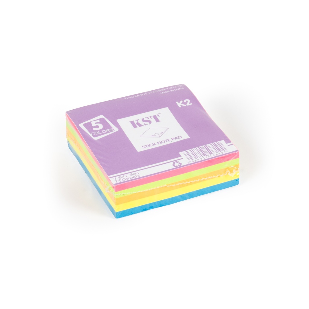 [442] ورق ملاحظات مربع ملون 250  ورقة K2