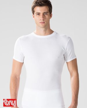 [3597] Men's Half Sleeve T-Shirt with High Neck (S)