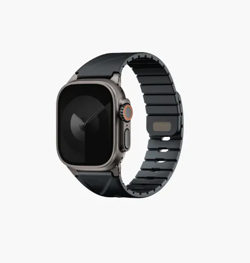 يونيك فلو -  سوار ساعة أبل بتصميم مزدوج الأمان، متوفر بمقاسات 49/46/45/44/42/41/40 مم- اسود