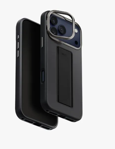 [UNIQ-IP6.9P( 2025 )-HELPMDBLK] يونيك - هيلدرو برو كفر فليكس جريب المصنوع من الجلد الصناعي ايفون 17  بروماكس - اسود