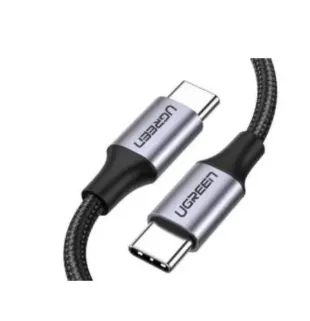 [50150] يوجرين - كابل دائري من نوع USB-C إلى USB-C، غلاف من الألومنيوم المطلي بالنيكل، طول 1  متر، قدرة 60  واط - أسود