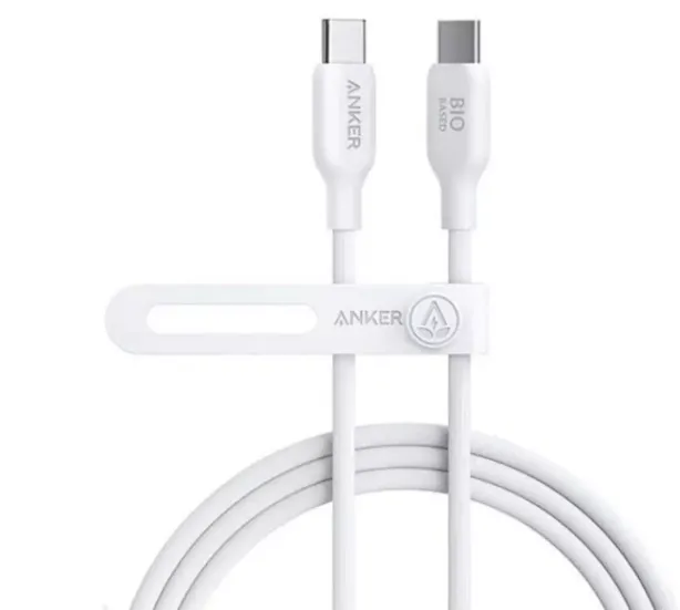 [A80F2H21] كابل أنكر 544 USB-C إلى USB-C بقوة 140  واط (مبني على أساس حيوي) بطول 1.8  متر، A80F2H21 - أبيض