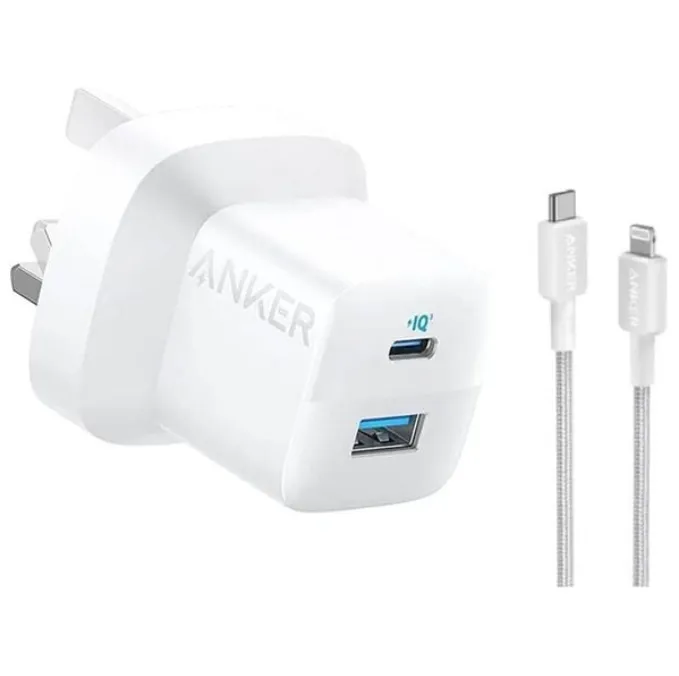 [194644130947] انكر - شاحن جداري انكر  - بقوة 33  واط مع كيبل USB - C  الى Lightning  - 0.9  بطول 1  متر - ابيض