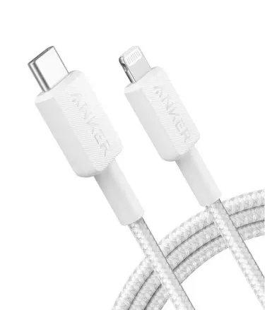 [194644114480] انكر - كابل أنكر  USB-C إلى لايتنينج مضفر بطول 6  أقدام A81B6H21 - أبيض
